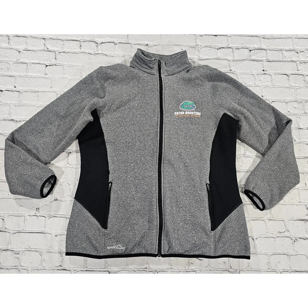 Eddie Bauer Gray Zip Up FLORIDA GATORS BOOSTERS Athletic Jacket WOMENS SIZE XL